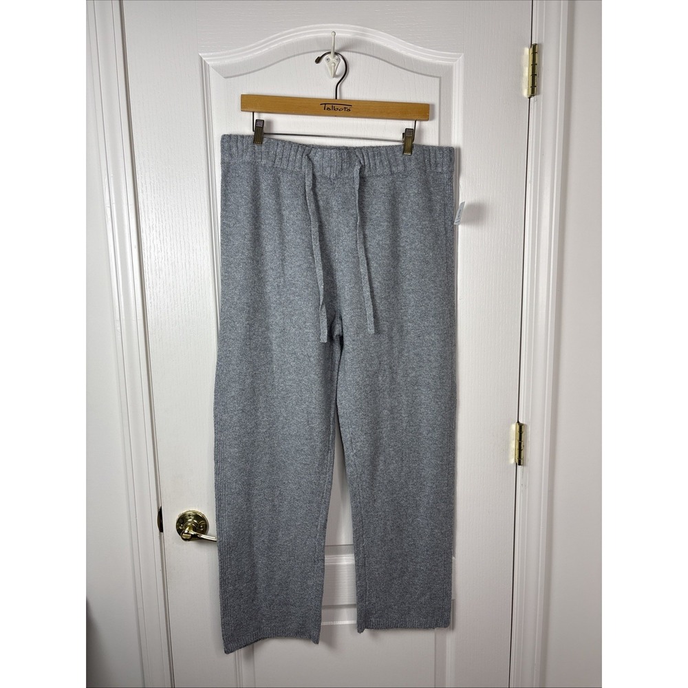 Time and Tru Womens L 12-14 Gray Sweater Knit Wide Leg Pants Drawstring NWT Cozy